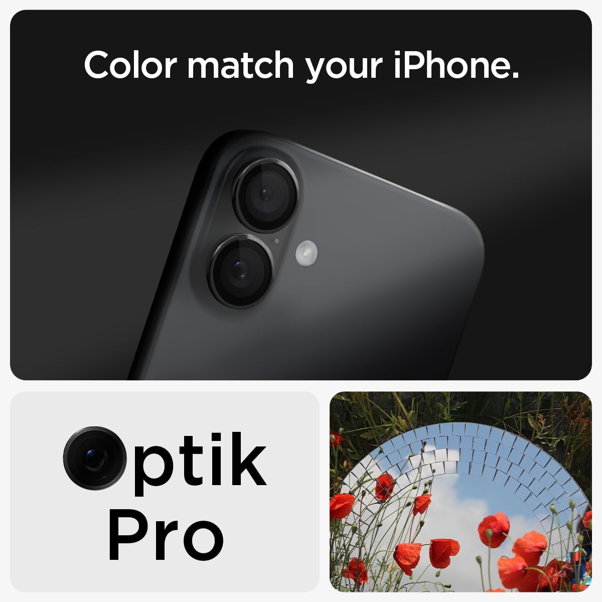 Spigen GlasTR EZ Fit Optik Pro - Protector para lente de cámara iPhone 16 / 16 Plus