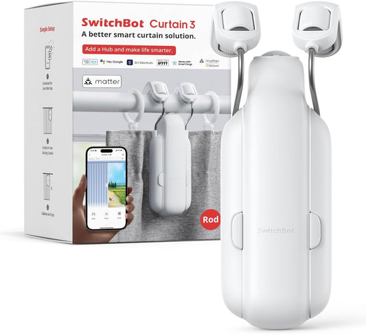 SwitchBot Automatic Curtain Opener – Cortina inteligente con control remoto Bluetooth con aplicación y temporizador